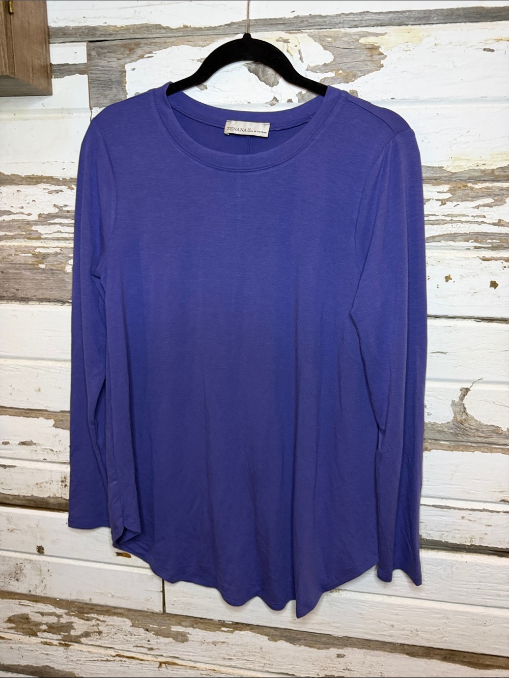 Zenana Outfitters Purple Long-Sleeve Crewneck Tee(29
